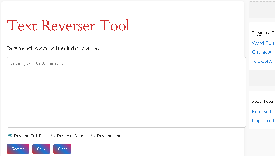 Text Reverser Tool - tool zara